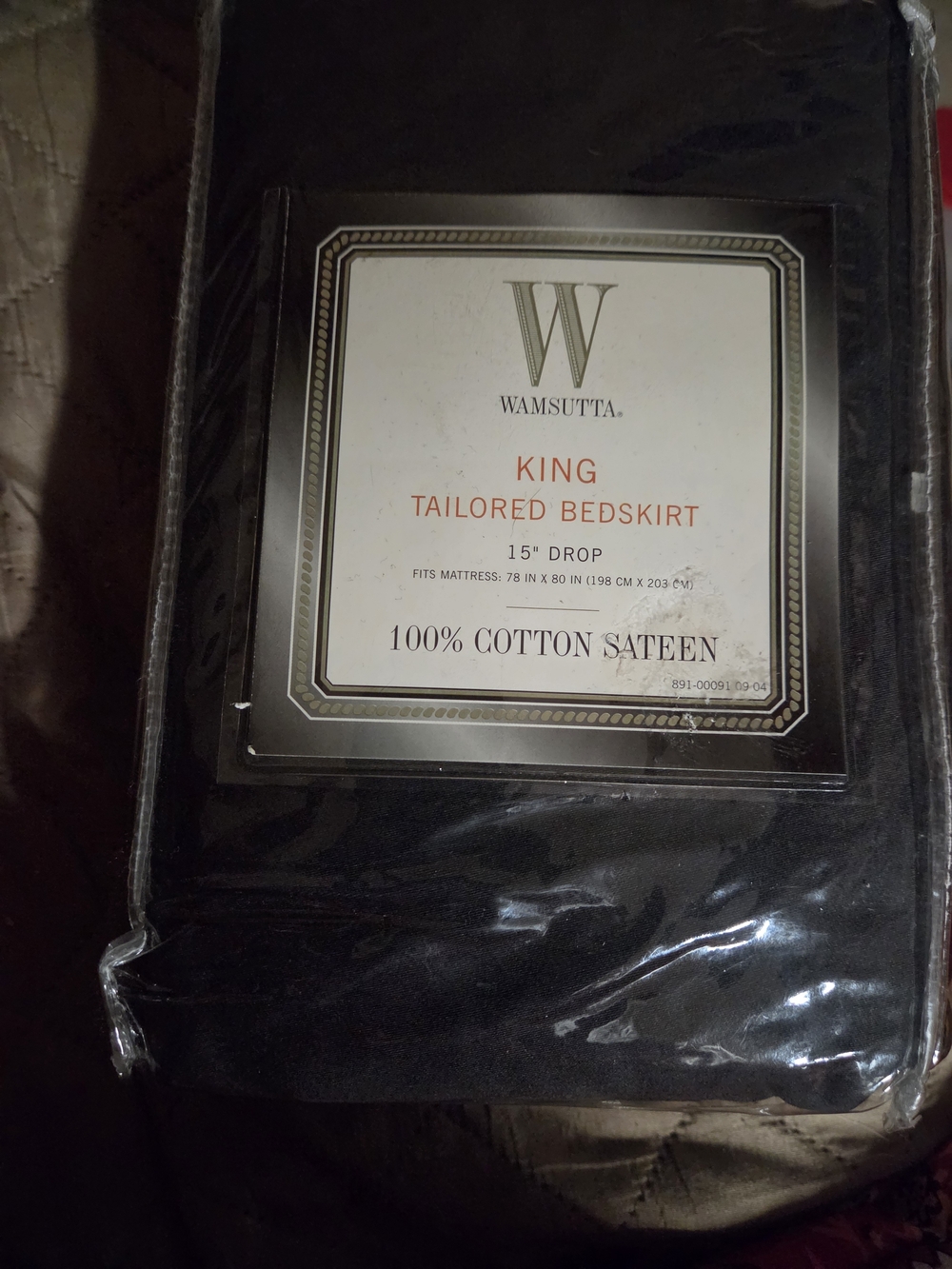 NWT Wamsutta King Tailored Bedskirt in Black Cotton Sateen
